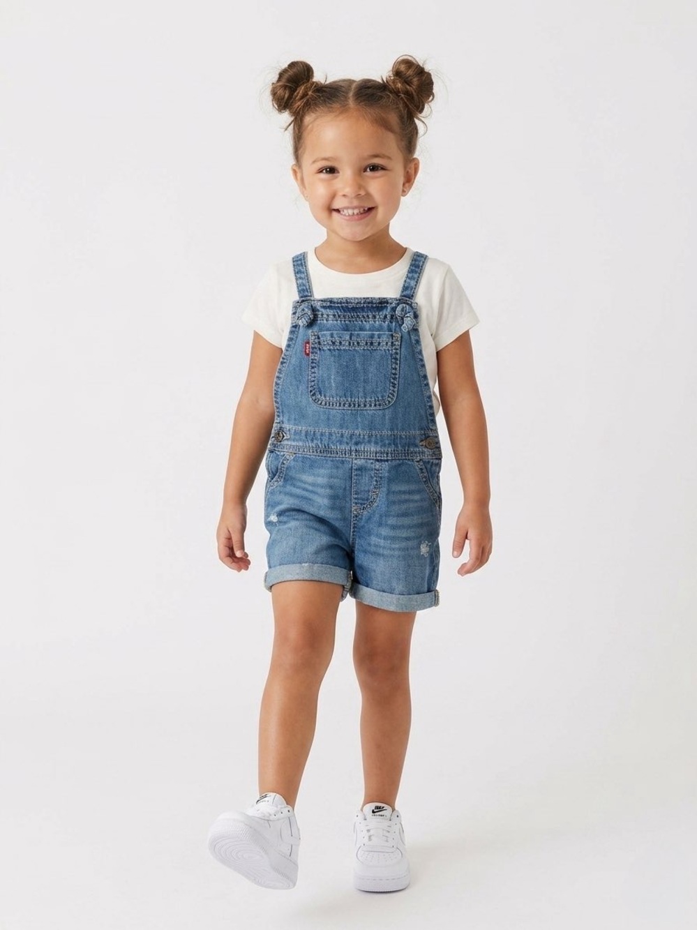 Levi's Denim Overall Shorts 100% Cotton Size 2T Girls Blue Jean Romper Summer
